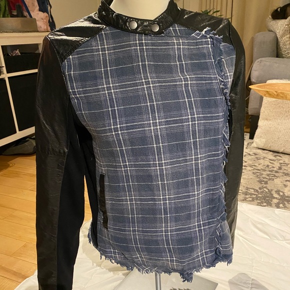 Free People / plaid vegan leather jacket - Picture 2 of 5
